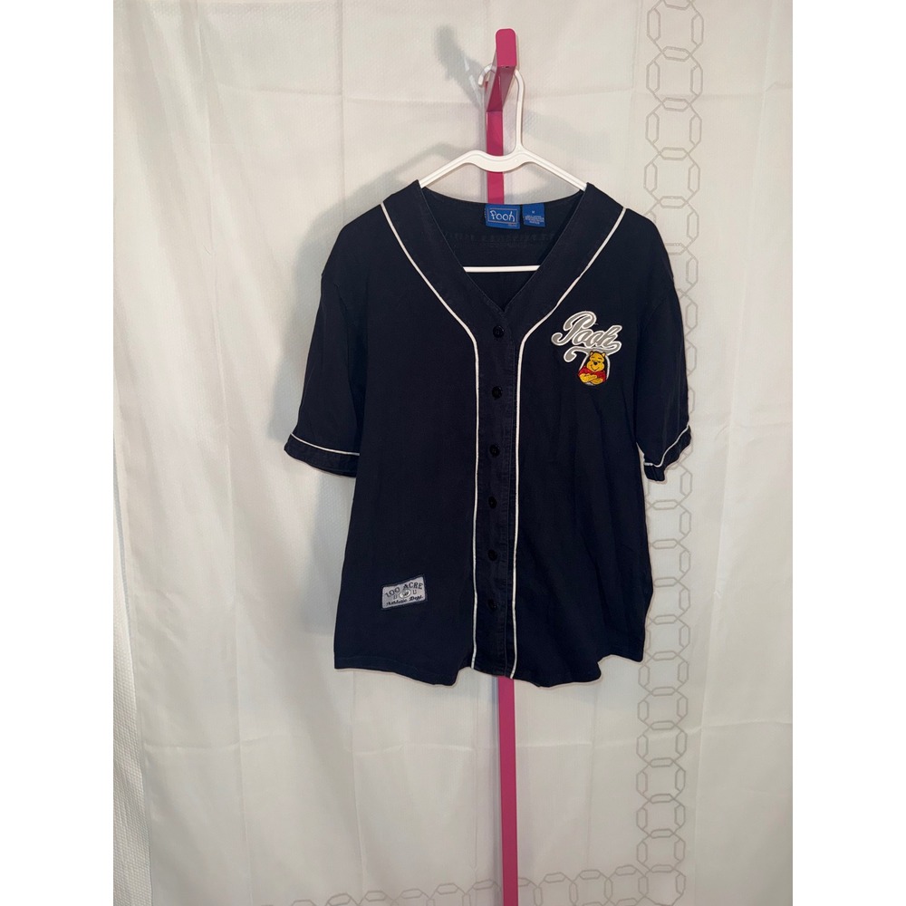 Disney Winnie the Pooh Baseball Jersey Navy Blue 100 Acre Athletic‎ Dept Medium - Picture 2 of 7
